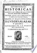 Advertencias historicas sobre las obras de algunos doctos escritores modernos