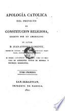 Apologia catolica del proyecto de constitucion religiosa