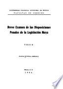 Breve examen de las disposiciones penales de la legislación maya