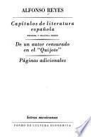 Capitulos de literatura española. De un autor censurado en al Quijote. Páginas adicionales
