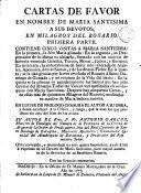 Cartas de favor en nombre de Maria Santisima a sus devotos en milagros del Rosario, 1