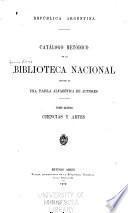 Catálogo metódico de la Biblioteca nacional