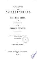Catalogue of the Passeriformes Or Perching Birds