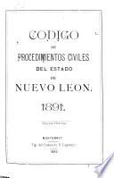 Código de procedimientos civiles del Estado de Nuevo león, 1891