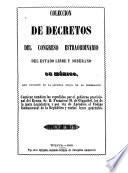 Colección de decretos y ordines del congreso del estado libre y soberano de México