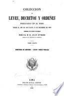 Coleccion de leyes, decretos y ordenes publicadas en el Peru desde el año de 1821 hasta 31 de diciembre de 1859: Ministerio de gobierno. Culto y obras publicas