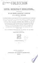Coleccion de leyes, decretos y resoluciones emanadas de los poderes legislativo y ejecutivo de la Republica Dominicana