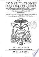 Constituciones synodales del Obispado de Salamanca
