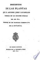 Descripcion de las plantas que D. Antonio Josef Cavanilles demostró en las lecciones públicas del año 1801