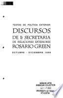 Discursos de la secretaria de relaciones exteriores, Rosario Green: Octubre-diciembre 1999