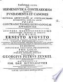 Enantiologia Sacra, Sev Hermenevtica Contrariorvm Tradens Fvndamenta Et Canones