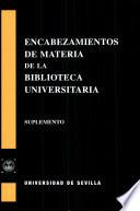 Encabezamientos de materia de la Biblioteca Universitaria de Sevilla