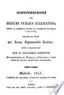 Instituciones de Derecho Público Eclesiástico