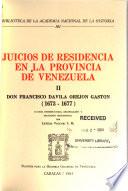 Juicios de residencia en la provincia de Venezuela