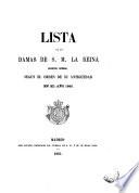 Lista de las Damas de S. M. la Reina según el orden de su antigüedad en el año 1865