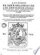 Los Cinco primeros libros de los Annales de Cornelio Tacito