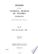 Memoirs of the National Museum of Victoria, Melbourne