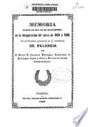 Memoria leída ... en la inauguración del curso de... en el Instituto Provincial de 2a Enseñanza de Palencia