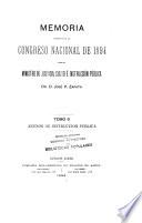 Memoria presentada al H. Congreso Nacional, correspondiente al año de ..., por el Ministro de Justicia e Instrucción Pública