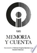 Memoria y cuenta que presenta al Soberano Congreso Nacional en sus sesiones ordinarias