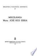 Miscelánea Mons. José Rius Serra