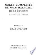 Obres completes de Joan Maragall: Traduccions: Així parlà Zarathustra. Ton i guida. Himnes. Cançons. Chors. Poesies Tristany i Isolda