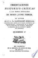 Observaciones historico criticas a las trobas intituladas de Mosen Jayme Febrer