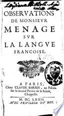 Observations sur la langue françoise
