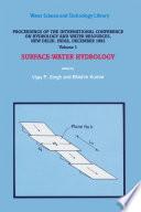 Proceedings of the International Conference on Hydrology and Water Resources, New Delhi, India, December 1993