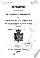 Repertorio de las materias contenidas en el diario de las sesiones del Congreso de los Diputados desde la primera legislatura de este año 1837 hasta la segunda del de 1843 con referencia a los índices respectivos