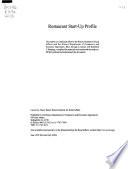 Restaurant Start-up Profile