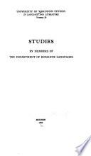 Studies by Members of the Department of Romance Languages