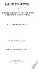 Tariff Hearings Before the Committee ...