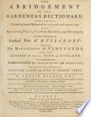 The Abridgement of The Gardeners Dictionary ... The Fifth Edition, Corrected and Enlarged