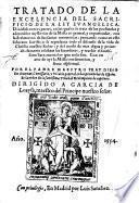 Tratado de la excelencia del sacrificio de la ley euangelica, etc