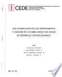 Una Clasificación de los departamentos y ciudades de Colombia según sus niveles de desarrollo socioeconómico